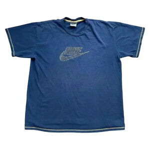 Vintage 90s Nike Streetwear Contrast Spellout Stitch Big Check T-Shirt Mens XXL